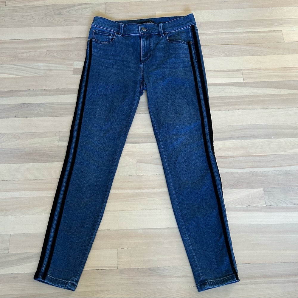 Ann Taylor Blue Skinny Jeans with Black Stripe Women 4P